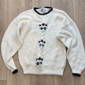 Boulevard Club Cream Knit Sweater with Stripes